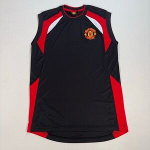 Manchester United Sleeveless Shirt Men's M Black Red Crest Emblem Official Merch